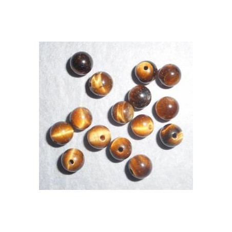 Perles semi précieuses en oeil de tigre  -sachet de 15 perles