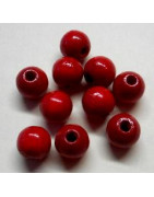 Perles rondes en bois 8 mm Rouge x10