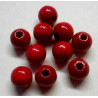 Perles rondes en bois 8 mm Rouge x10