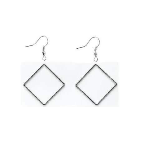 Anneaux fermés carré 35 mm argent  + crochets de boucles d'oreilles