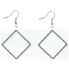 Anneaux fermés carré 35 mm argent  + crochets de boucles d'oreilles