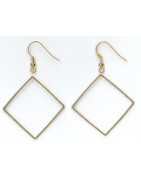 Anneaux fermés carré 30 mm laiton + crochets de boucles d'oreilles