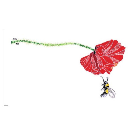 Carte postale Coquelicot et bourdon