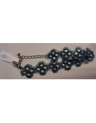 Bracelet bleu nuit fleur