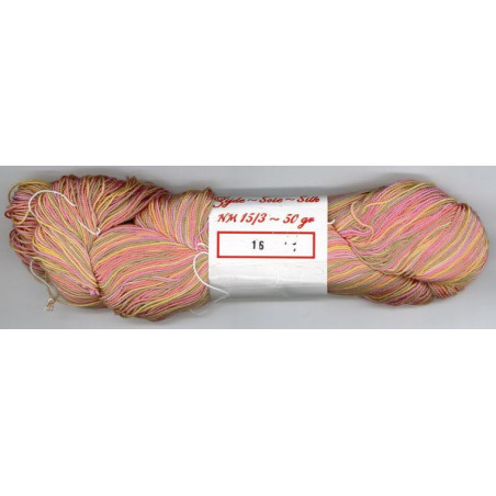 Soie Streng 016 Rose Saumon Vert NM15/3 - 50gr écheveau de 250m