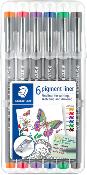 Etui feutres pigment liner Staedtler 0.5 ass. x6