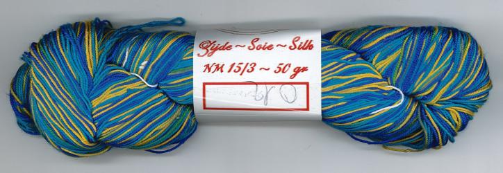 Soie Streng 012 Vert Bleu Jaune NM15/3 - 50 gr  écheveau de 250m  